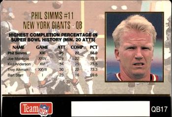 1993 Action Packed - Quarterback Club #QB17 Phil Simms Back
