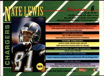 1993 Bowman #6 Nate Lewis Back