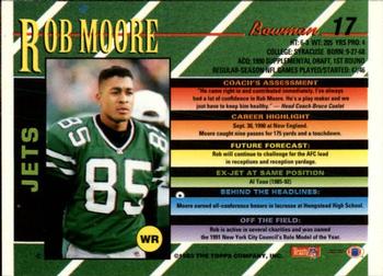 1993 Bowman #17 Rob Moore Back