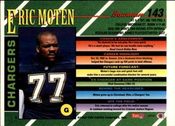 1993 Bowman #143 Eric Moten Back
