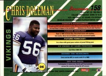 1993 Bowman #158 Chris Doleman Back