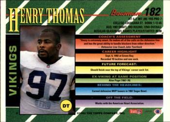 1993 Bowman #182 Henry Thomas Back