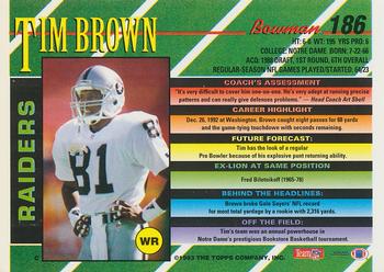 1993 Bowman #186 Tim Brown Back