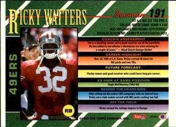 1993 Bowman #191 Ricky Watters Back