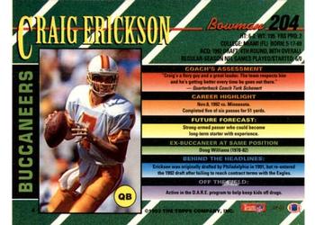 1993 Bowman #204 Craig Erickson Back