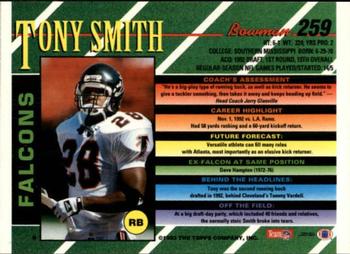 1993 Bowman #259 Tony Smith Back