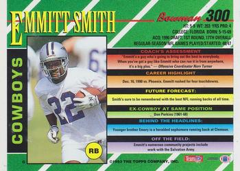 1993 Bowman #300 Emmitt Smith Back