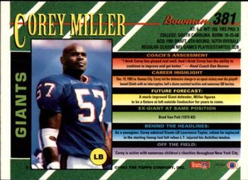 1993 Bowman #381 Corey Miller Back