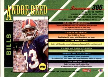 1993 Bowman #386 Andre Reed Back