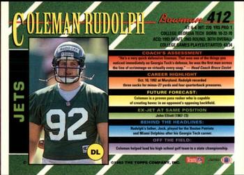 1993 Bowman #412 Coleman Rudolph Back