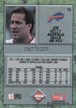 1993 Collector's Edge #13 Jim Kelly Back