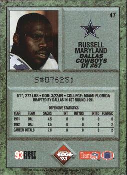 1993 Collector's Edge #47 Russell Maryland Back