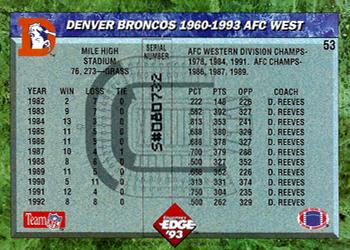 1993 Collector's Edge #53 Denver Broncos Back