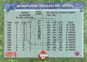 1993 Collector's Edge #63 Detroit Lions Back