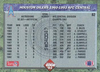 1993 Collector's Edge #82 Houston Oilers Back