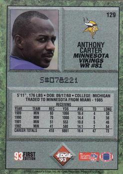 1993 Collector's Edge #129 Anthony Carter Back