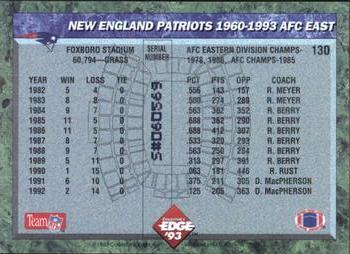 1993 Collector's Edge #130 New England Patriots Back