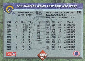 1993 Collector's Edge #196 Los Angeles Rams Back