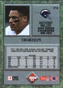 1993 Collector's Edge #214 Anthony Miller Back