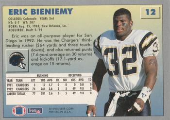 1993 Fleer #12 Eric Bieniemy Back