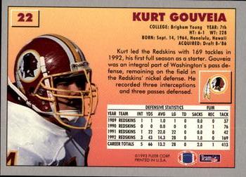 1993 Fleer #22 Kurt Gouveia Back