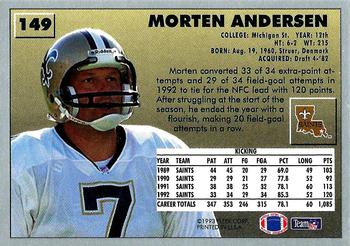 1993 Fleer #149 Morten Andersen Back