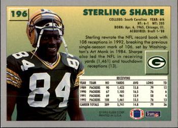 1993 Fleer #196 Sterling Sharpe Back