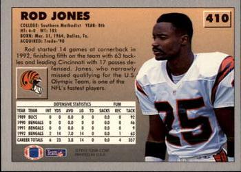 1993 Fleer #410 Rod Jones Back