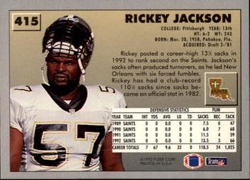 1993 Fleer #415 Rickey Jackson Back