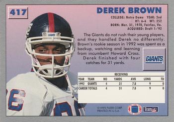 1993 Fleer #417 Derek Brown Back