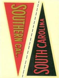 1960 Fleer - College Pennant Decals #NNO Southern Cal. / South Carolina Front