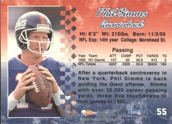1993 Pacific #55 Phil Simms Back