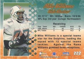 1993 Pacific #222 Mike Williams Back