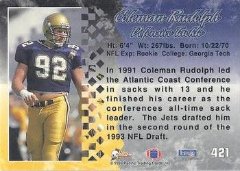 1993 Pacific #421 Coleman Rudolph Back