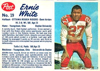 1962 Post Cereal CFL #19 Ernie White Front