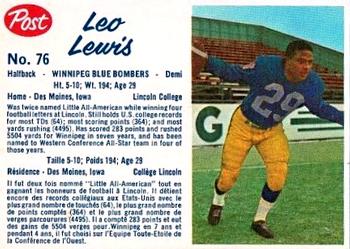 1962 Post Cereal CFL #76 Leo Lewis Front