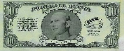 1962 Topps - Bucks #11 Y.A. Tittle Front