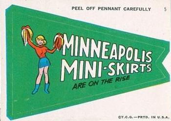 1967 Topps - Comic Pennants #5 Minneapolis (Mini-Skirts Are on the Rise) Front