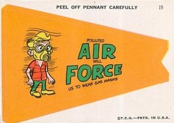 1967 Topps - Comic Pennants #19 (Polluted) Air (Will) Force (Us to Wear Gas Masks) Front