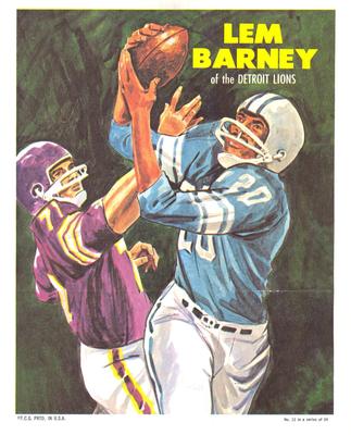 1970 Topps - Posters #12 Lem Barney Front