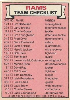 1975 Topps - Team Checklists #NNO Los Angeles Rams Back