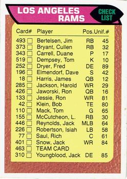 1976 Topps - Team Checklists #463 Los Angeles Rams Front