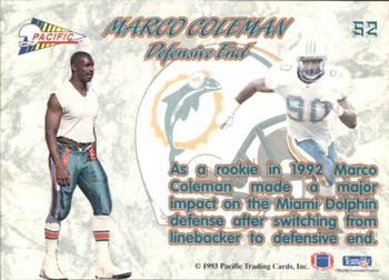 1993 Pacific Prisms #52 Marco Coleman Back
