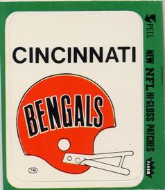 1977 Fleer Team Action - Stickers (Hi-Gloss Patches) #NNO Cincinnati Bengals Helmet Front