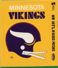 1977 Fleer Team Action - Stickers (Hi-Gloss Patches) #NNO Minnesota Vikings Helmet Front