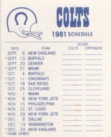 1981 Fleer Team Action - High-Gloss Stickers #NNO Baltimore Colts Logo Back