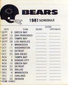 1981 Fleer Team Action - High-Gloss Stickers #NNO Chicago Bears Logo Back