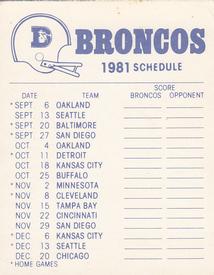 1981 Fleer Team Action - High-Gloss Stickers #NNO Denver Broncos Helmet Back