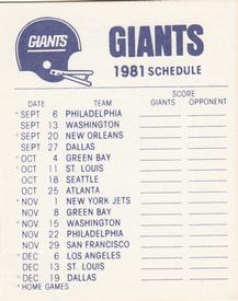 1981 Fleer Team Action - High-Gloss Stickers #NNO New York Giants Logo Back