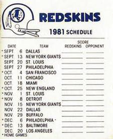 1981 Fleer Team Action - High-Gloss Stickers #NNO Washington Redskins Helmet Back